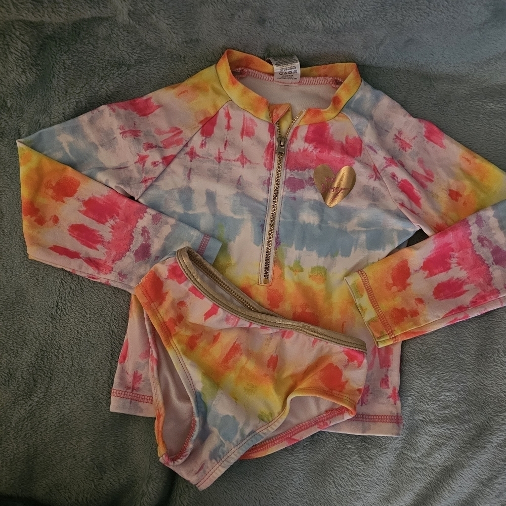 Betsey Johnson Tie-Dye Kids Swim Rashguard Set